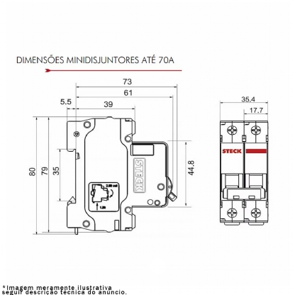 Disjuntor Mini Din Bipolar 20A Curva C 3Ka 230/400V SDD62C20 - Steck