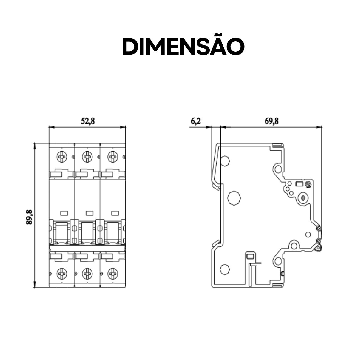 Disjuntor Mini Din Tripolar 25a Curva C 10ka 400v