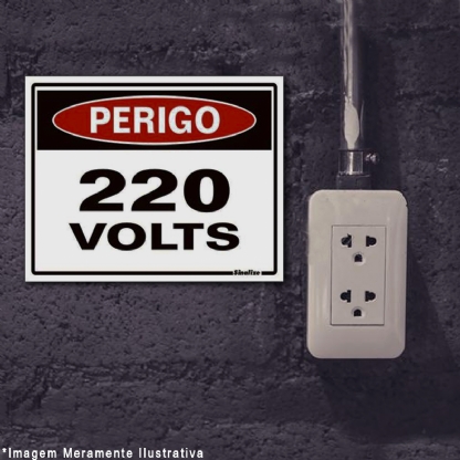 Placa Identificação Perigo 220V Polietireno 15X20 Com Adesivo Para Fixar - Sinalize