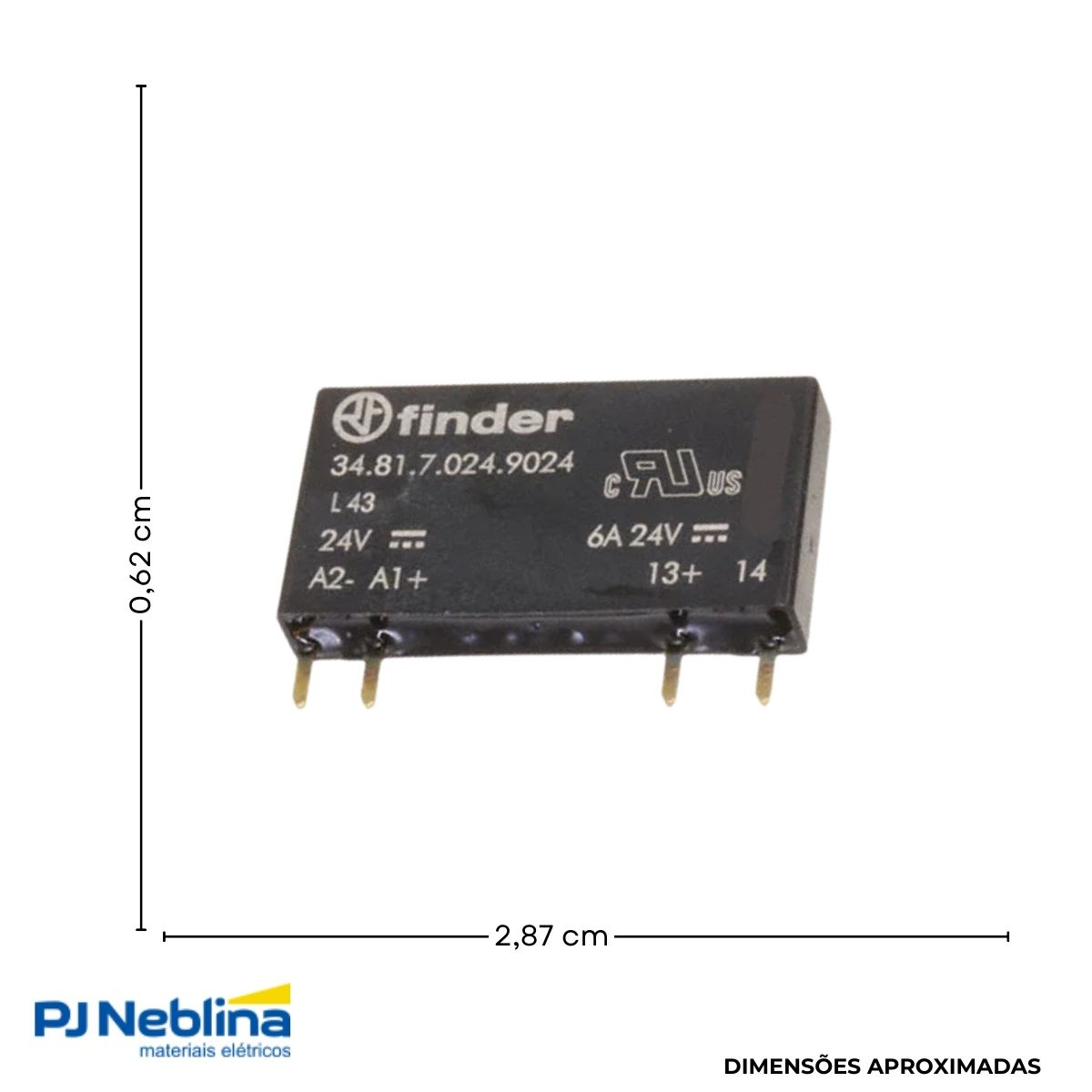 Relé Estado Solido Miniatura Monofásico Entr 24Vcc Saída 24Vcc 6A - Finder