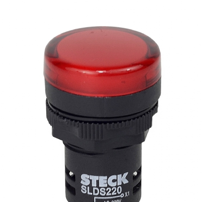 Sinaleiro Monobloco Redondo Plástico Vermelho 220V Led Ip65 Max Botton 22mm - Steck