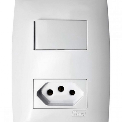Conjunto 1 Interruptor Simples + 1 Tomada Distanciados 10A 4X2 Home Branco - Blux
