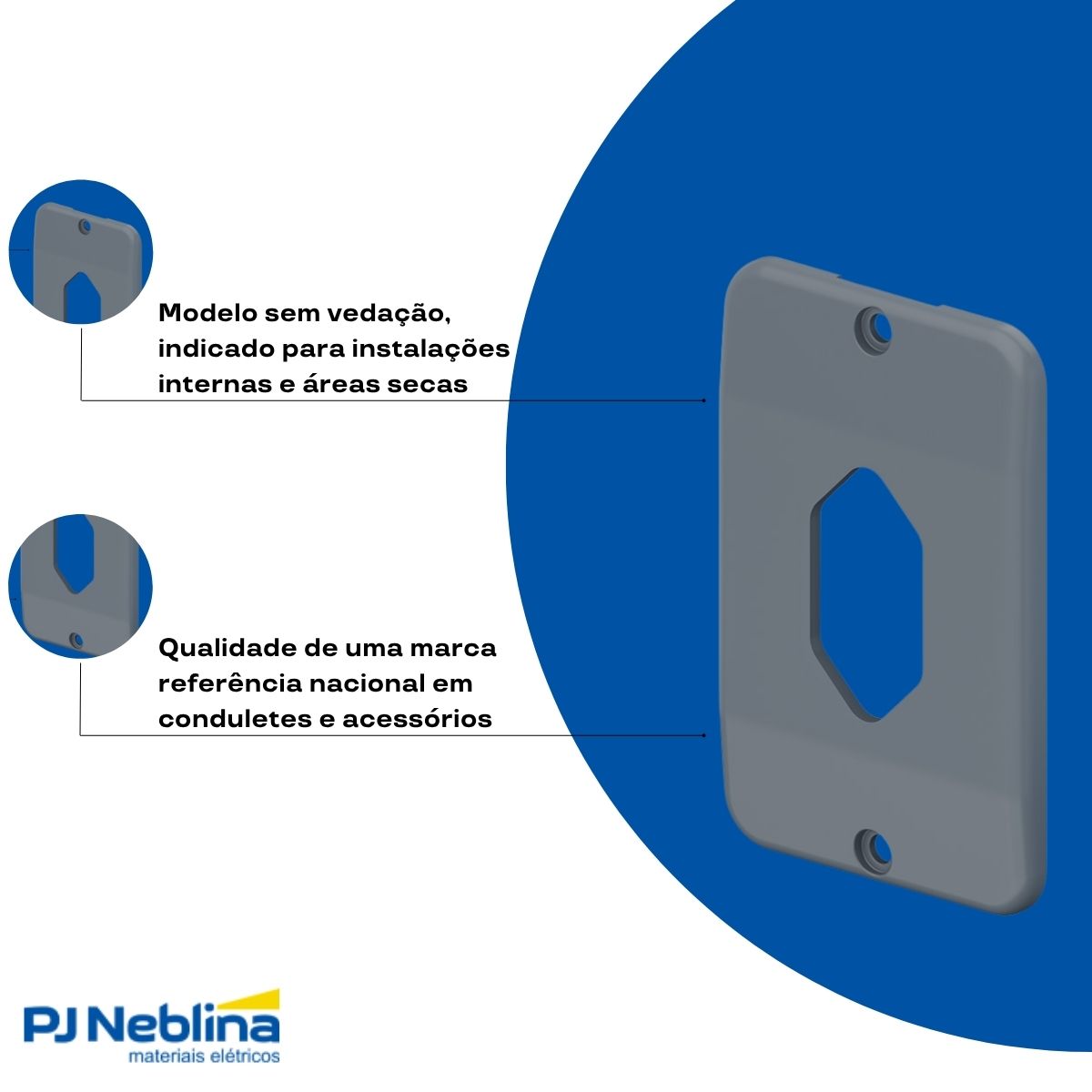 Tampa Condulete 1 Tom Hexagonal Vertical Pvc 1Pol Cz S/Vedação - Tigre