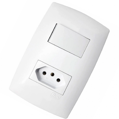 Conjunto 1 Interruptor Paralelo + 1 Tomada Distanciados 10A4X2 Home Branco - Blux