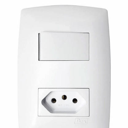 Conjunto 1 Interruptor Paralelo + 1 Tomada Distanciados 10A4X2 Home Branco - Blux