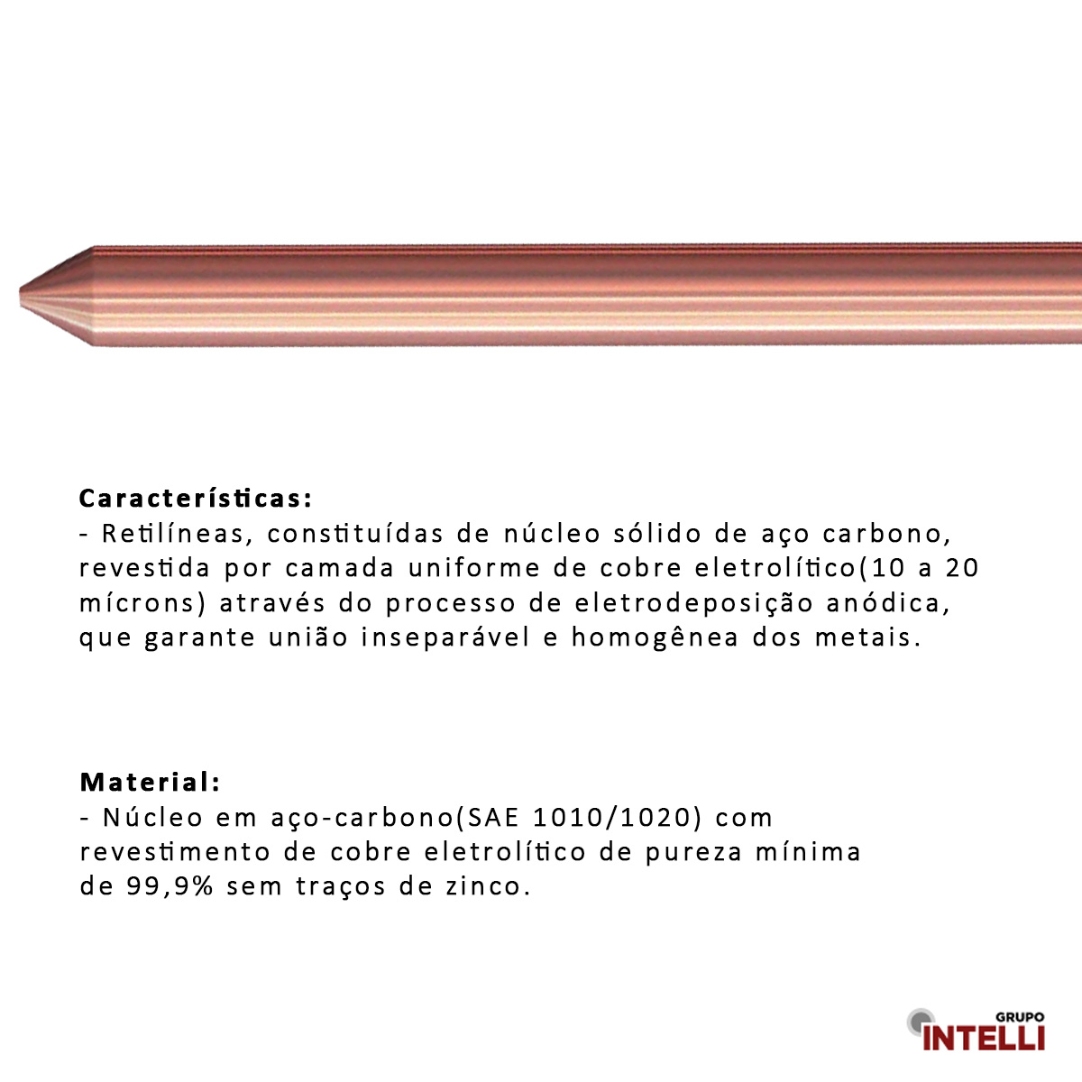 Haste Aterramento Baixa Camada Cobre 3/4 2400Mm 2864 Intelli