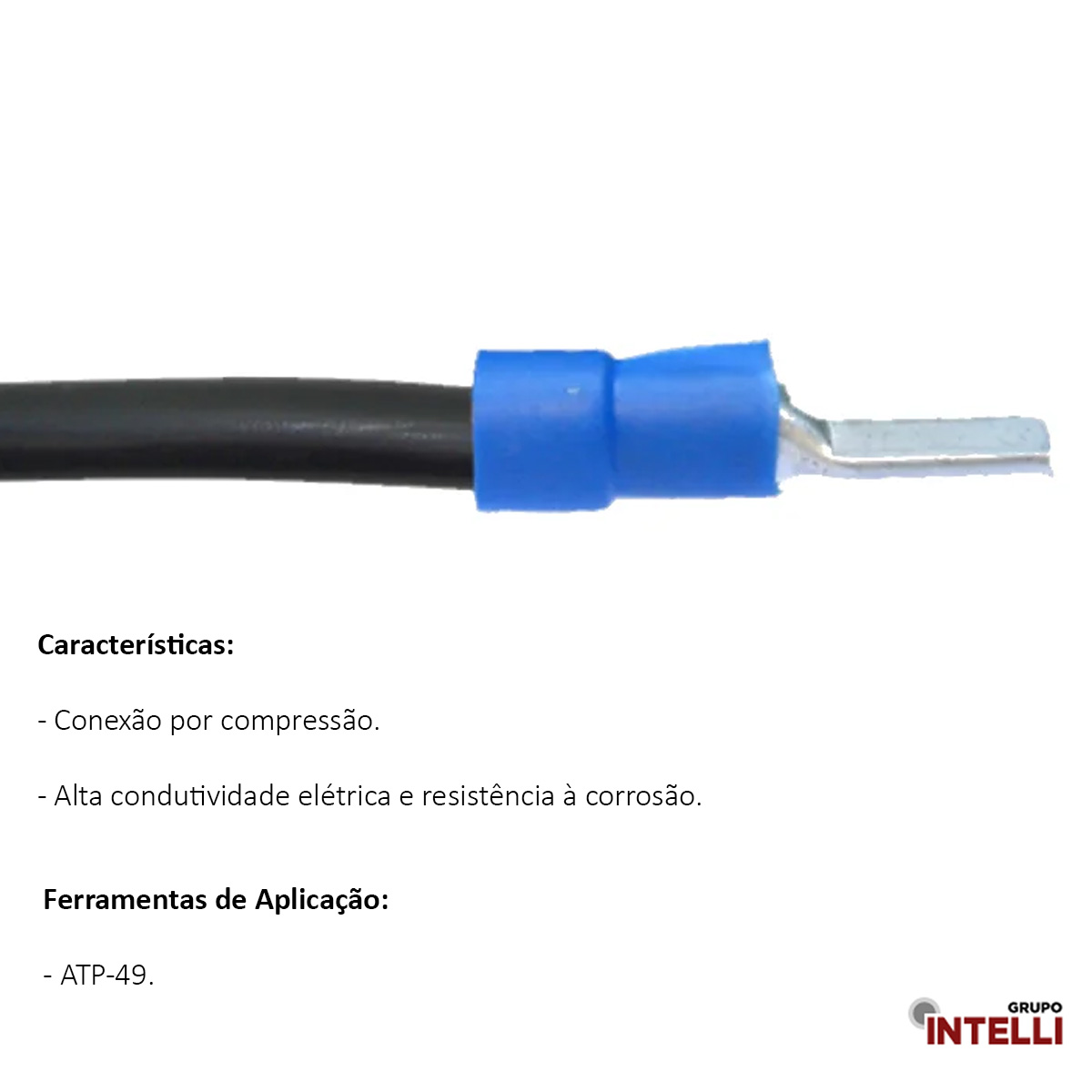 Terminal Pino Tubular 50Mm Pre-Isolado Azul 15786 Intelli