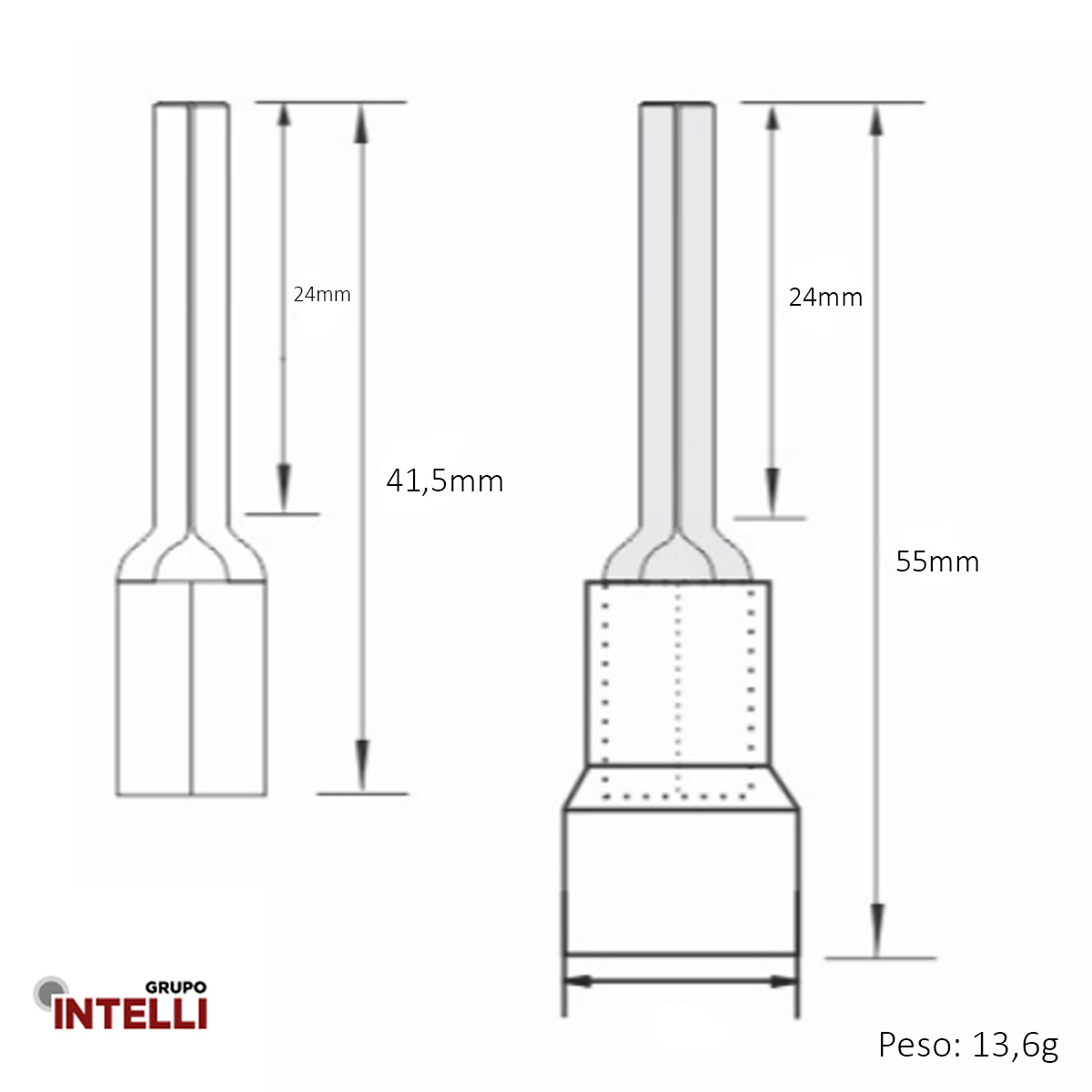 Terminal Pino Tubular 50Mm Pre-Isolado Azul 15786 Intelli