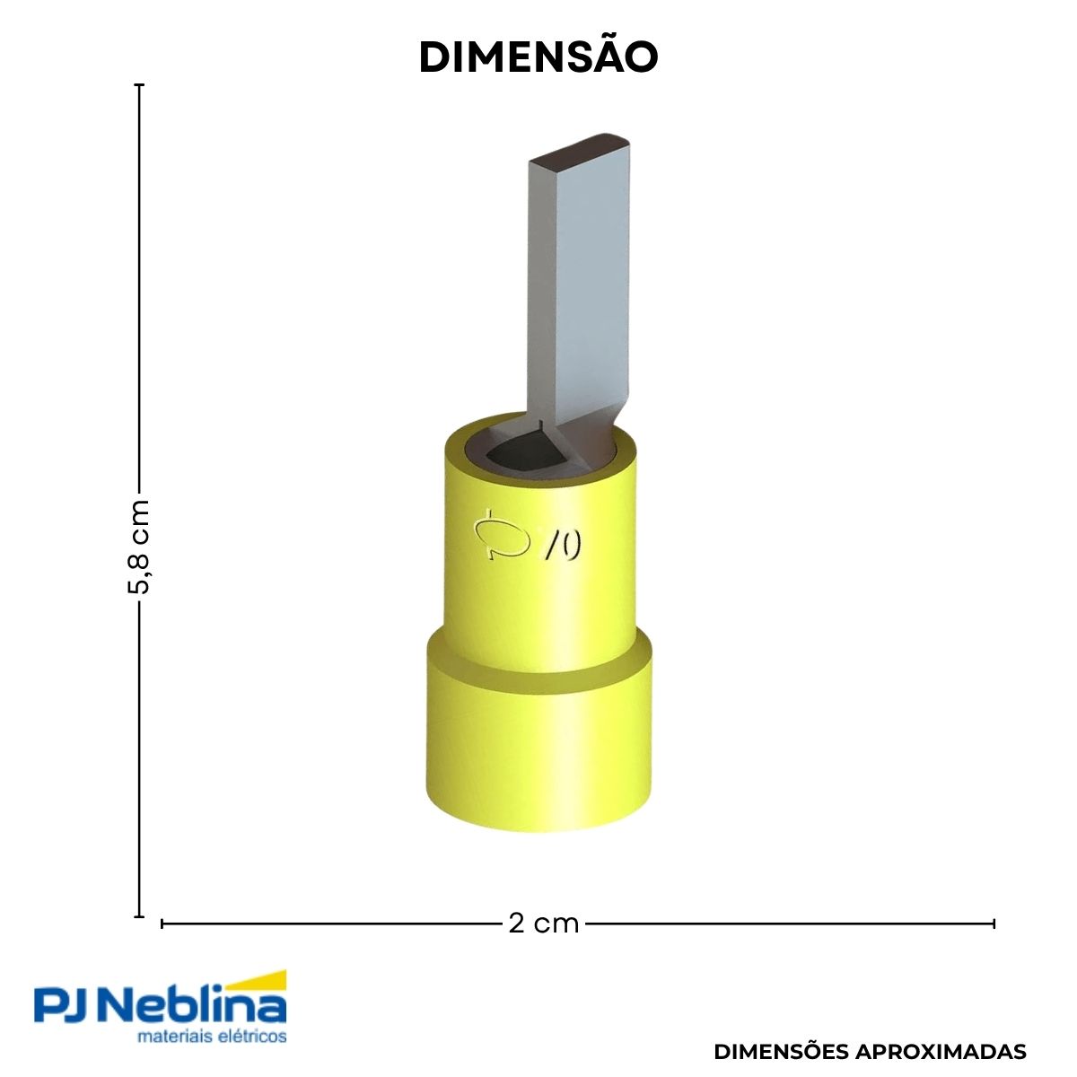 Terminal Pino Tubular 70Mm Pré-Isolado Amarelo - Intelli