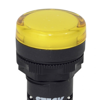 Sinaleiro Monobloco Redondo Plástico Amarela 220V Led Ip65 Max Botton 22mm - Steck