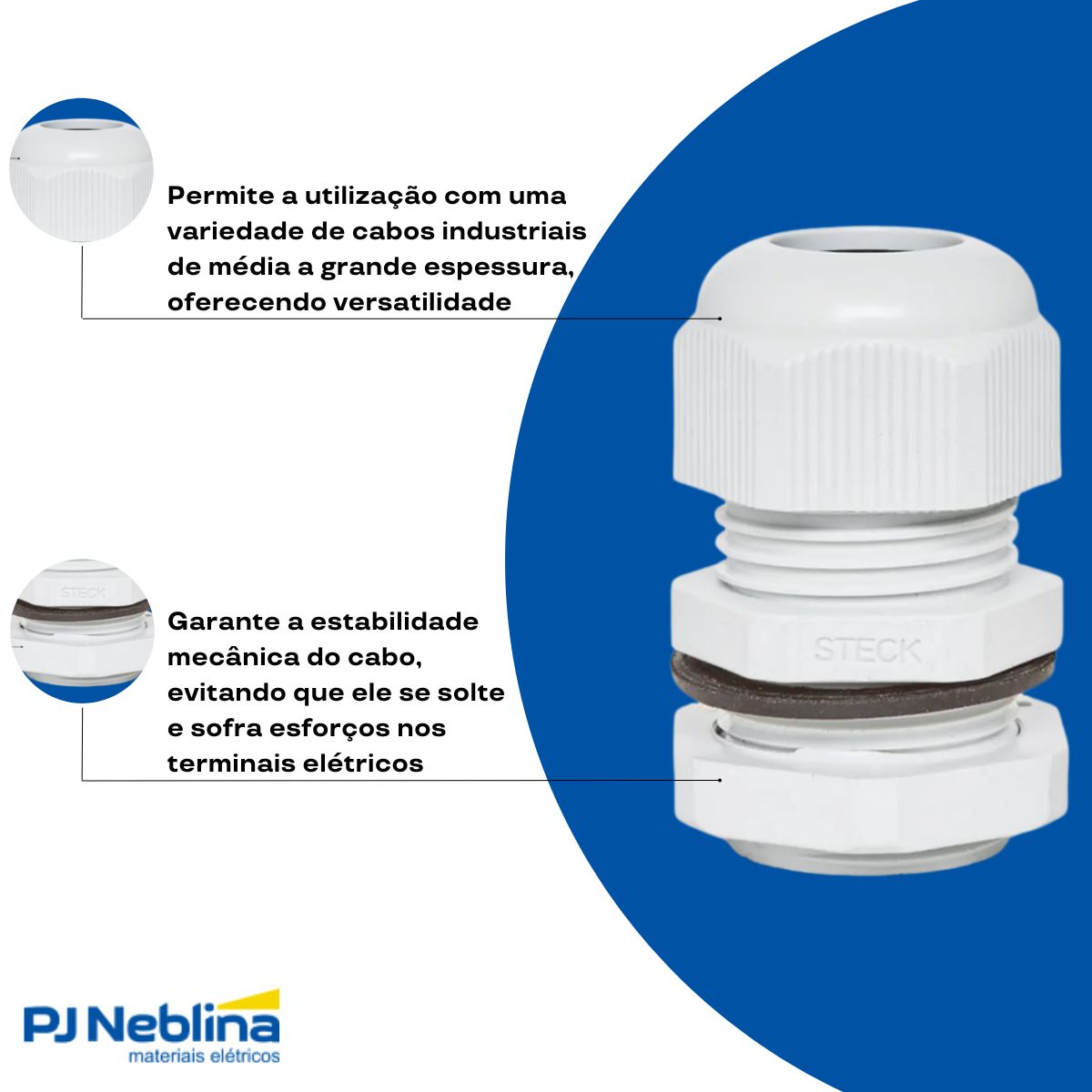 Prensa Cabo Longo Pg36 22-32Mm Pg Nylon Cz Ip67 - Steck