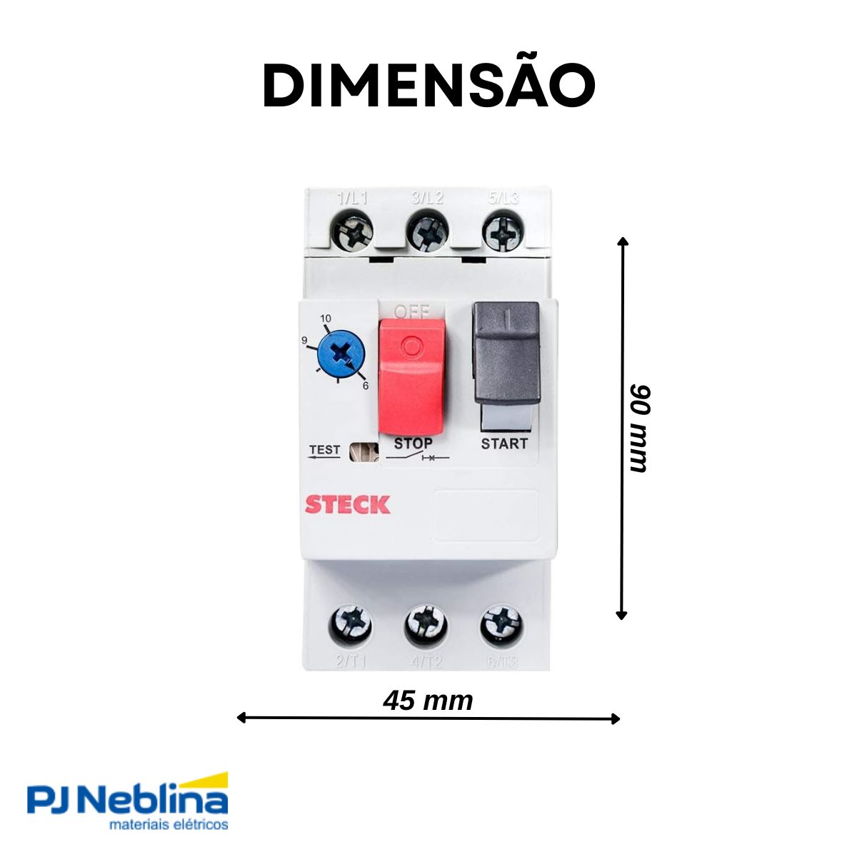 Disjuntor Motor Tripolar 4A 2,5-4A 400/415V 100Ka 400/415V 50/60Hz - Steck
