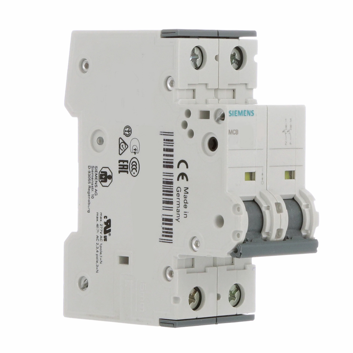 Disjuntor Mini Din Bipolar 25A Termomagnético Curva C 15Ka 230/400V 5SY62257 Siemens