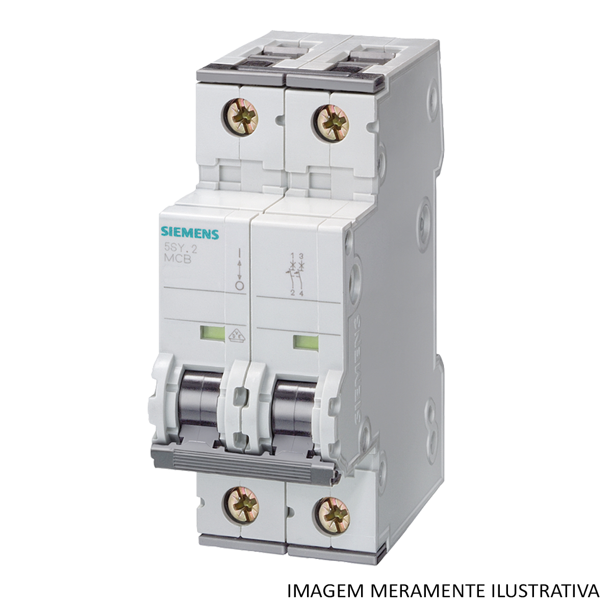 Disjuntor Mini Din Bipolar 25A Termomagnético Curva C 15Ka 230/400V 5SY62257 Siemens