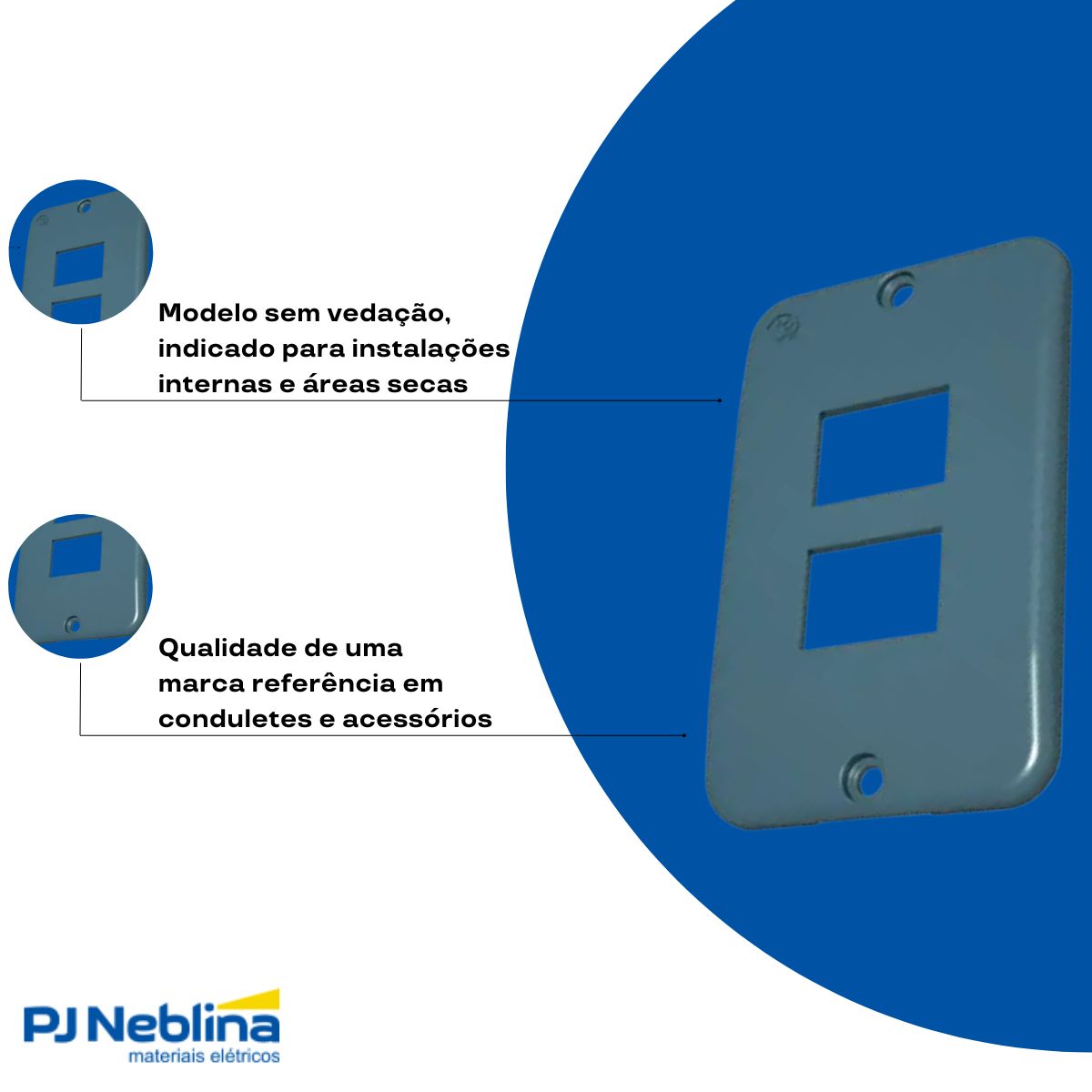 Tampa Condulete 2 Tom Rj11/Rj45 Pvc 1/2-3/4-1Pol Cz S/Vedação - Tigre