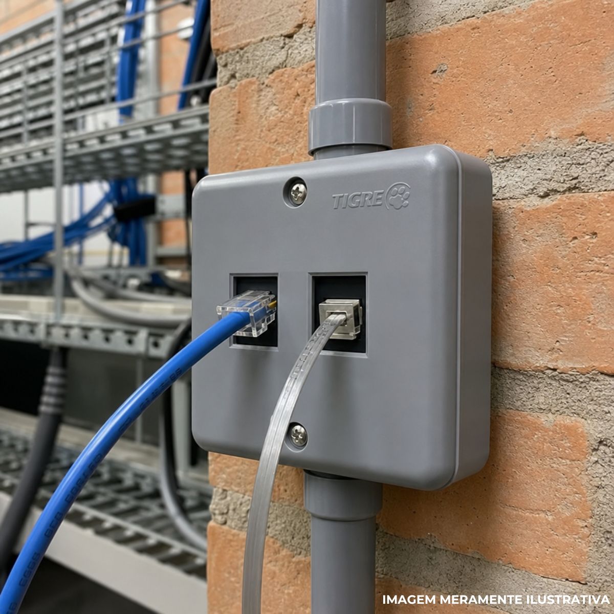 Tampa Condulete 2 Tom Rj11/Rj45 Pvc 1/2-3/4-1Pol Cz S/Vedação - Tigre