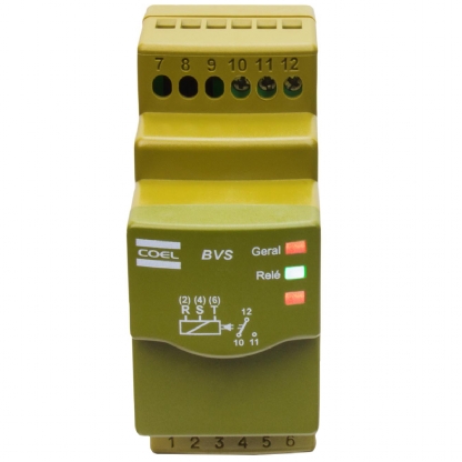 Relé Supervisão Trifásico Falta E Sequência Fase Retardo Até 2S 208-480V BVS1-P - Coel