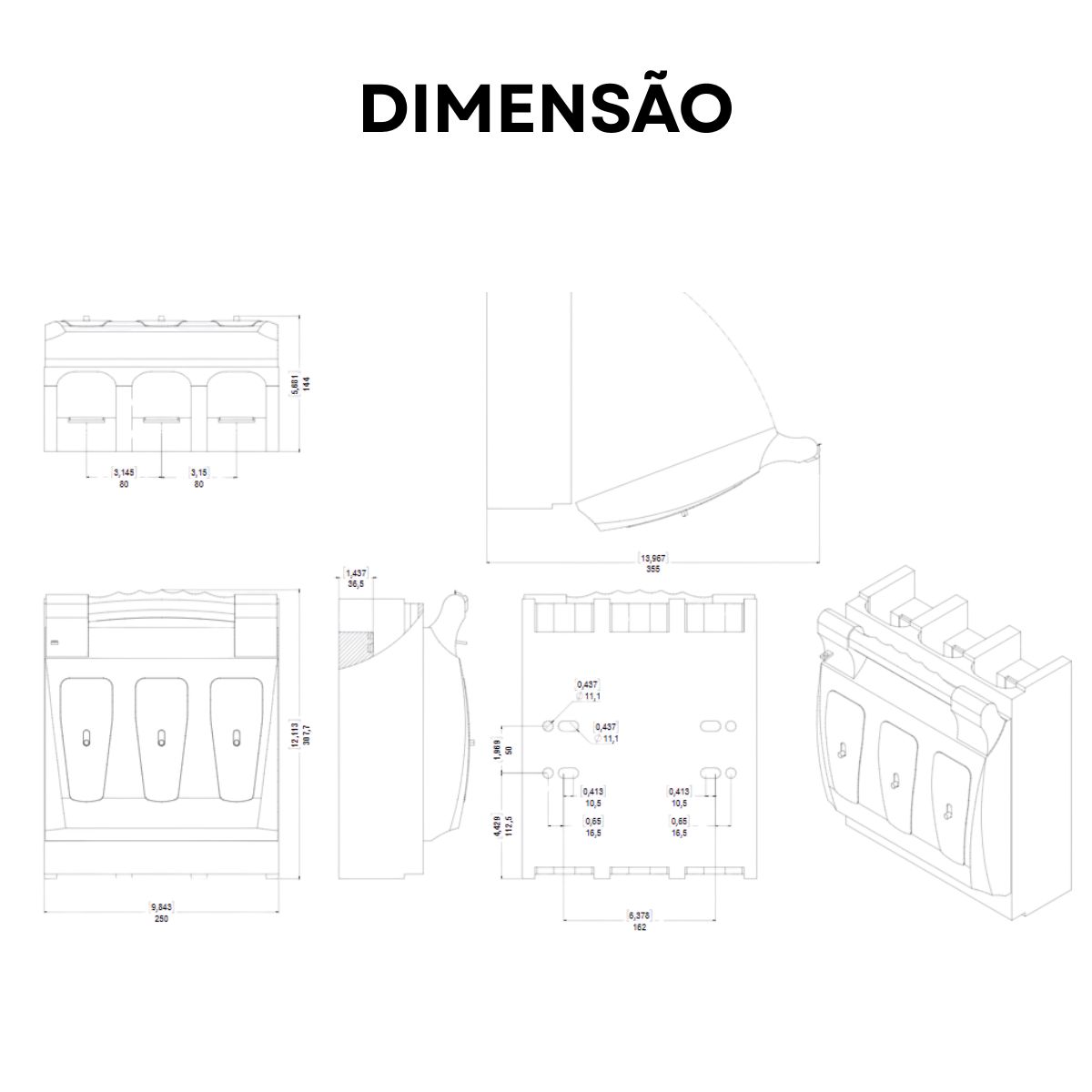 Chave Seccionadora Saca Fusível Sob Carga 3 Polos 630A Fusível Nh3 Alavanca Branco - Weg