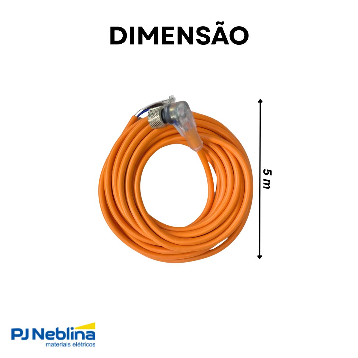 Conector Sensor C/Cabo Femea Angular 4 Polos 250V M12 4 Pinos Cabo 5M C/Led - Metaltex