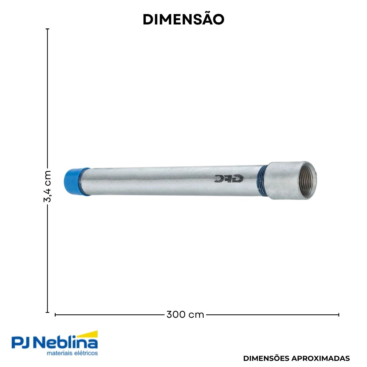 Eletroduto Aço Carbono Roscável Médio 1Pol Pré-Zincado Nbr 13057 (Br C/3M) P=0,70Mm Tppt C/Luva - Eletroduto/Est