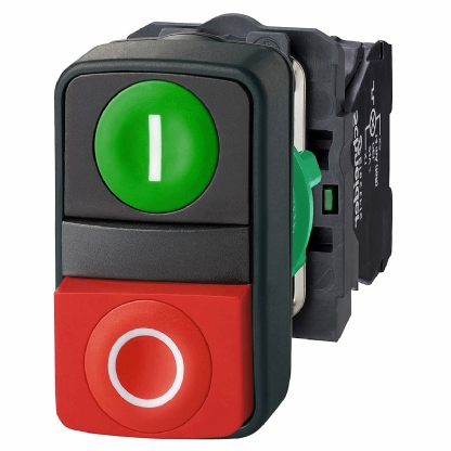 Botão Plástico DuploI-O 22mm Verde/Vermelho XB5AL73415 - Schneider Electric
