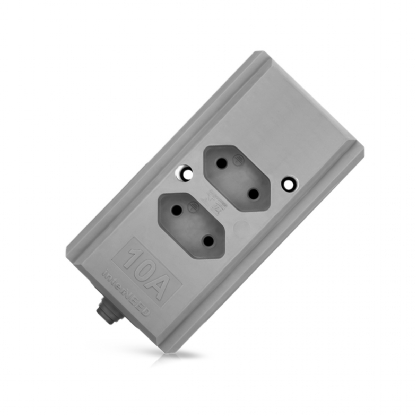 Tomada Barra Hércules 2 Tomadas 10/20A Cinza - Interneed