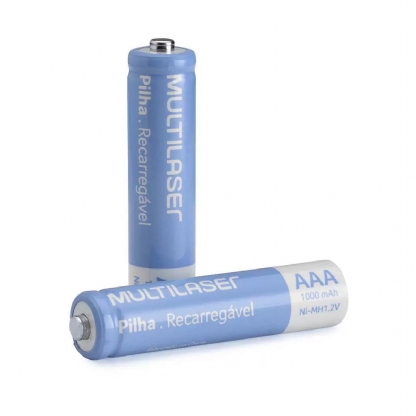 Pilha Recarregável Palito AAA 1000Mah Cartela Com 2 Unidades - Multilaser