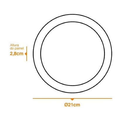 Luminária Plafon Painel Led Sobrepor Redondo 18W Bivolt 3000K Luz Amarela - Bronzearte