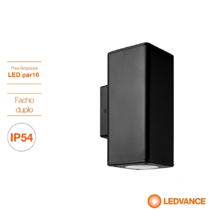 Luminária Arandela Retangular Preto 11W 2Xgu10 - Osram/Ledvance