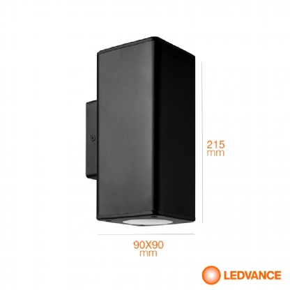 Luminária Arandela Retangular Preto 11W 2Xgu10 - Osram/Ledvance