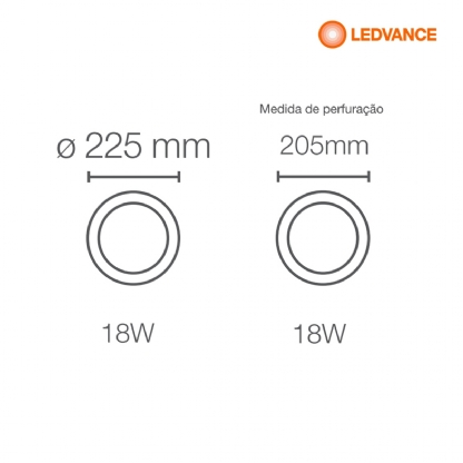 Luminária Painel Led Insert Redondo Embutir 18W Bivolt 4000K Luz Branca - Ledvance