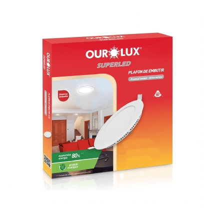 Plafon Led Embutir Redondo 24w 1680lm Bivolt 2700k Luz Amarela - Ourolux