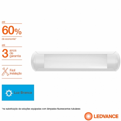 Luminária Linear Led Sobrepor Retangular Branco 16W Bivolt 5000K Luz Do Dia - Osram/Ledvance