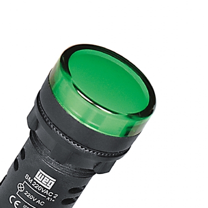 Sinaleiro Monobloco Redondo Plástico Verde 220Vca Led Ip65 Cew 22mm SM2-D23220VCA - WEG