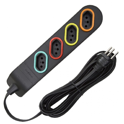 Tomada Régua Extensão 4 Tomadas 10A 5,00 Metros Preto - Daneva