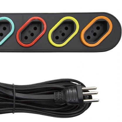 Tomada Régua Extensão 4 Tomadas 10A 5,00 Metros Preto - Daneva