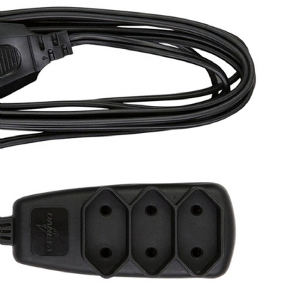Extensão Elétrica Sort 2X 0,75mm 5 Metros Preto 3 Tomadas 2P 10A 250V - Daneva