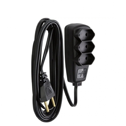 Extensão Elétrica Sort 2X 0,75mm 5 Metros Preto 3 Tomadas 2P 10A 250V - Daneva
