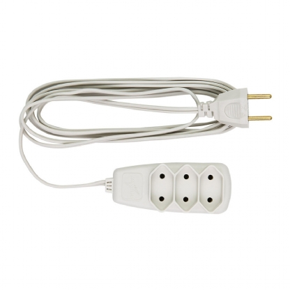 Extensão Elétrica Sort 2X 0,75mm 3 Metros Branco 3 Tomadas 2P 10A 250V - Daneva