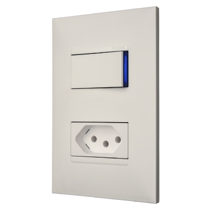 Conjunto 1 Interruptor Simples + 1 Tomada Distanciado 10A 4x2 Branco - Pialplus+