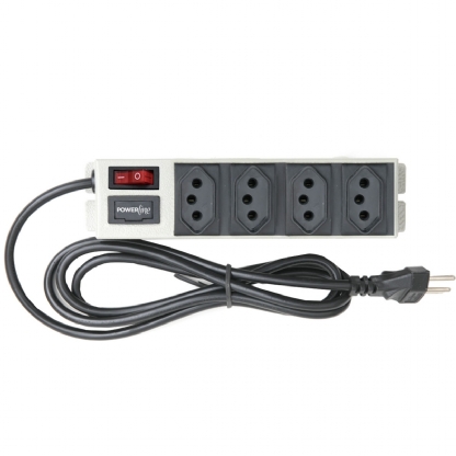Filtro De Linha Power Line 1,5 Metros 4 Tomadas Bivolt  10A Branco Metal - Multicraft