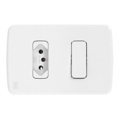 Conjunto 1 Interruptor Simples + 1 Tomada Distanciados 20A 4X2 Composé Branco - WEG