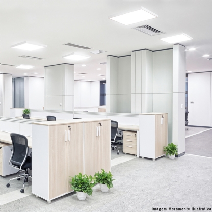 Luminária Plafon Led Sobrepor Branca Quadrada Bivolt 18W 6400K Luz Branca - Bronzearte