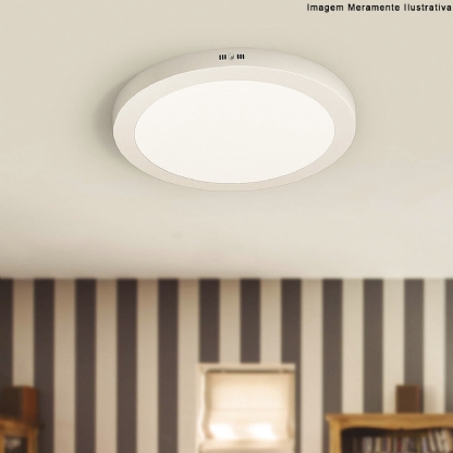 Luminária Plafon Led Sobrepor Redondo Branco Bivolt 6W 3000K Luz Amarela - Bronzearte