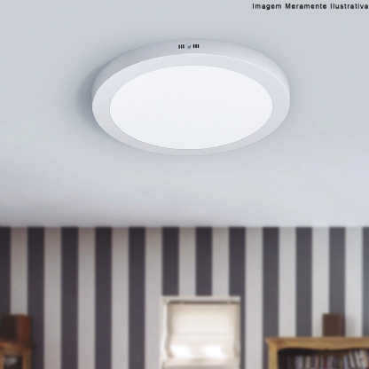 Luminária Plafon Painel Led Sobrepor Redonda Bivolt 6W 6400K Luz Branca - Bronzearte
