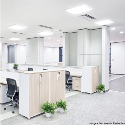 Luminária Plafon Led Sobrepor Quadrado Branco 24W Bivolt 6400K Luz Branca - Bronzearte