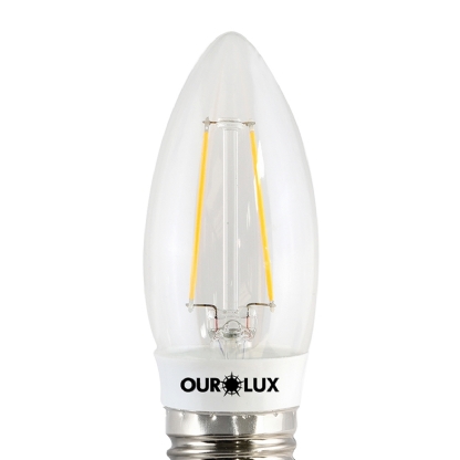 Lâmpada Led Filamento Vela 3W Bivolt E27 2700K Luz Amarela - Ourolux