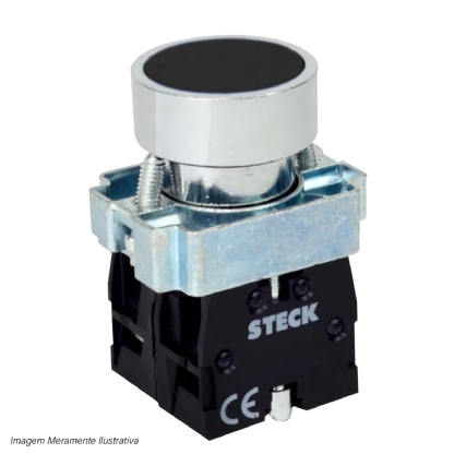 Botão Max Botton Impulso Normal Metálico Preto - Steck