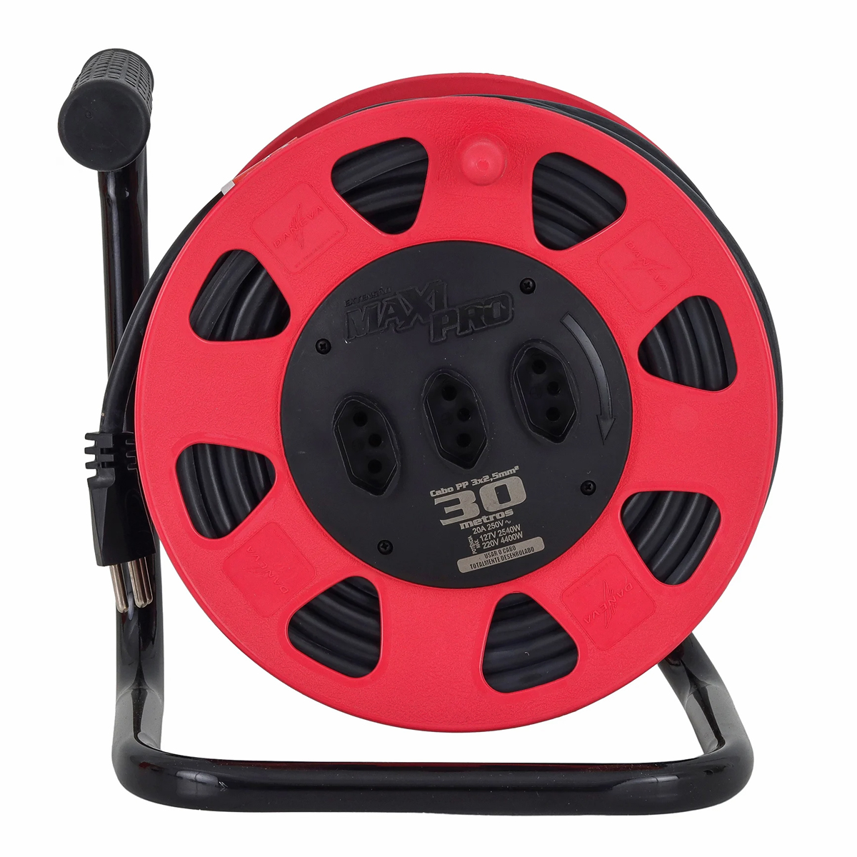 Extensão Maxi Pro Cabo Pp Circular 3x2,50Mm 30 Metros Vermelho 20A - Daneva