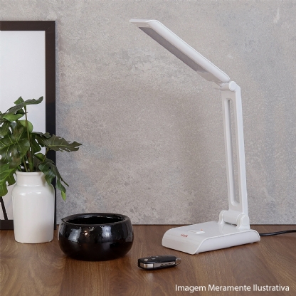 Luminária Mesa Led Articulável Branco 4W Bivolt 6400K Luz Branca Foco Direcionável - Bronzearte